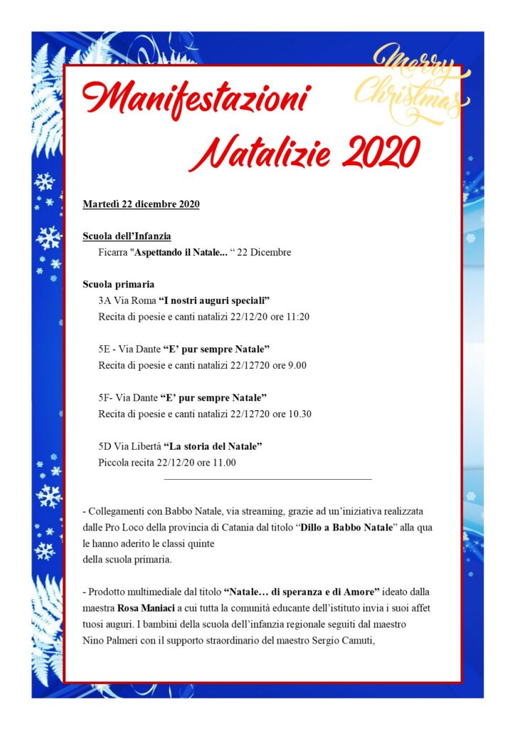 Manifesto Attività Natalizie 2020